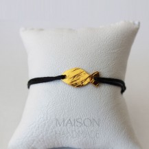 Bracelet noir et Poisson en laiton doré